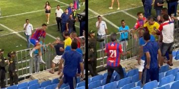 ¡Fuera de control! “Caballo” Márquez se trepó a la tribuna a increpar a un hincha en Santa Marta