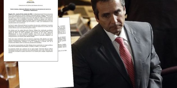 La Corte condena a Bernardo Moreno por tráfico de influencias en caso de la denominada ‘Yidispolítica’