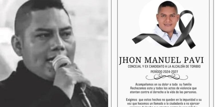 Luto en Toribío por el asesinato de John Manuel Pavi, exconcejal y candidato a la alcaldía