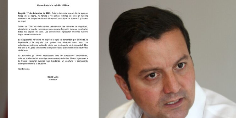 Senador David Luna denuncia robo en su residencia: “Impotencia y angustia genera una situación así”