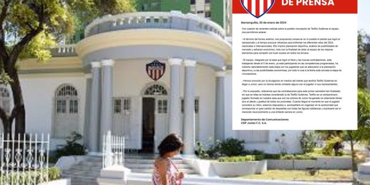 Junior F.C. S.A. niega tener contacto con Teófilo Gutiérrez y sus representantes, descartando una vinculación