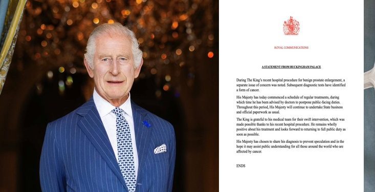 El Palacio de Buckingham anuncia que el rey Carlos III de Inglaterra tiene cáncer