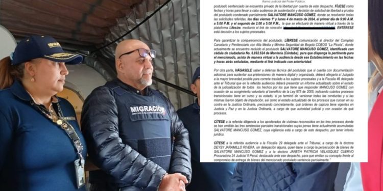 Fecha de audiencia para definir libertad a prueba de Salvatore Mancuso tras su deportación a Colombia desde EE.UU.