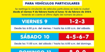 Mañana viernes 9 de febrero inicia pico y placa para vehículos particulares en toda la ciudad