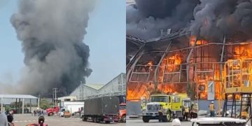 Explosión en bodega causó grave incendio de zona industrial de Cartagena