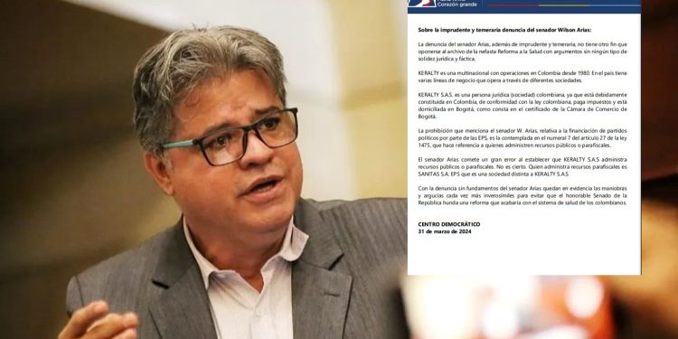 Senador Wilson Arias denuncia imprudente y temeraria sobre KERALTY en medio de debate sobre Reforma a la Salud