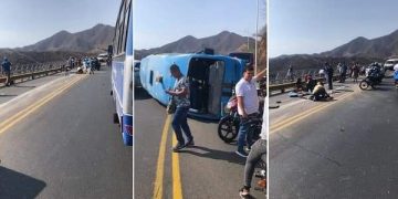 Varios heridos dejó volcamiento de bus de pasajeros a la altura del Ziruma en el Rodadero