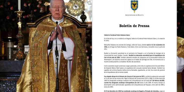 Falleció a los 91 años el Cardenal Pedro Rubiano Sáenz, confirma la Arquidiócesis de Bogotá