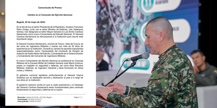 Cambio en el comando del Ejército; sale general el Ospina y hay nuevo comandante
