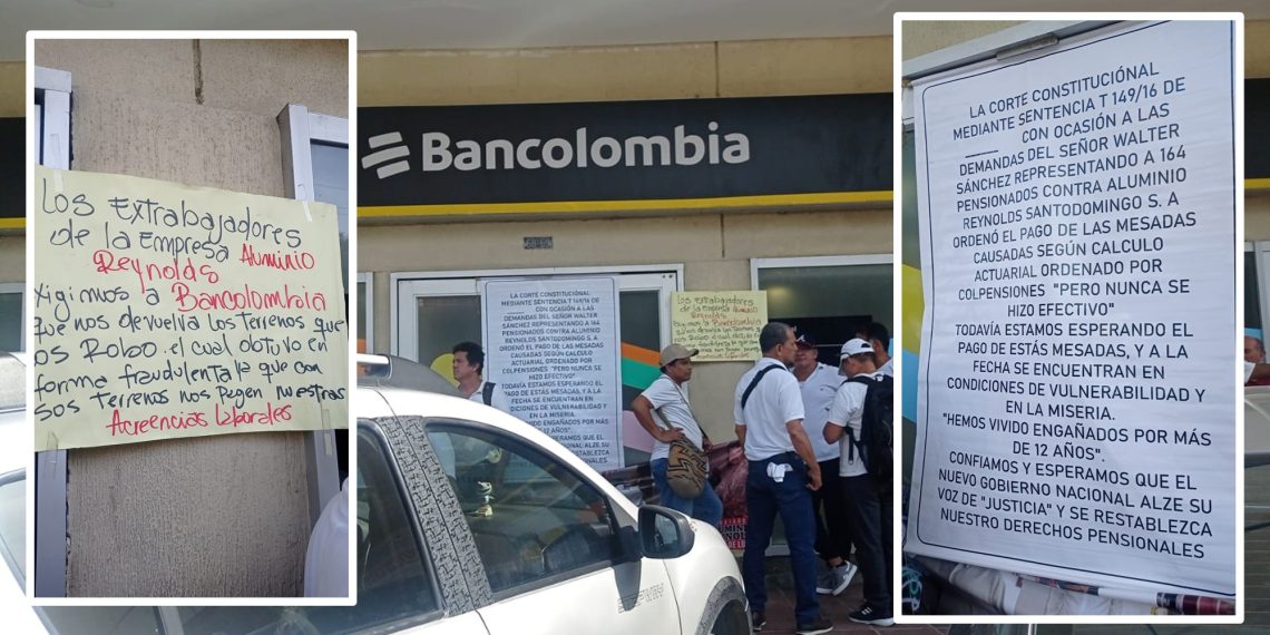 Bancolombia aclara su postura ante protestas de ex-empleados de Aluminios Reynolds
