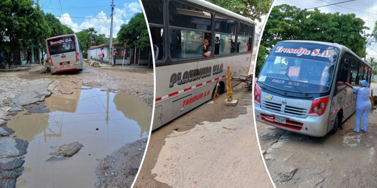 Denuncia ciudadana: buseta sufre accidente por mal estado de la vía en Simón Bolívar
