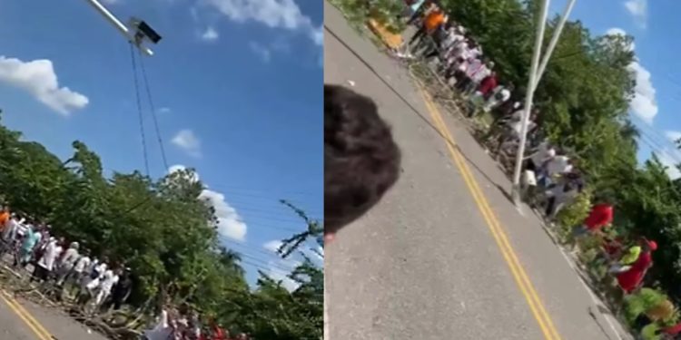 Manifestantes echaron al piso la cámara de fotomultas en la vía Oriental