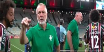 Marcelo y el DT de Fluminense en una tensa discusión