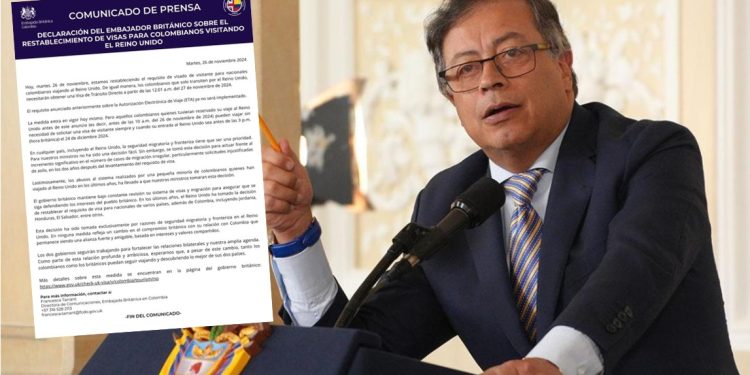 Presidente Petro anuncia que Colombia exigirá visa a los ciudadanos británicos en respuesta a medida del Reino Unido