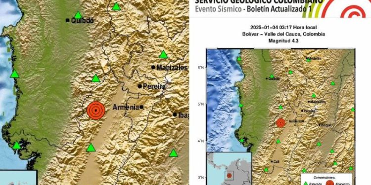 Temblor de magnitud 4.3 sacudió el centro y norte del Valle del Cauca este sábado