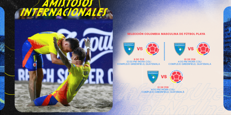 Confirmadas las fechas y los horarios de los amistosos de la Selección Colombia de Fútbol Playa en Guatemala
