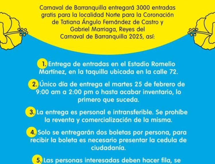Alcalde Alejandro Char anuncia entrega de 3.000 entradas gratis para la Coronación del Carnaval 2025