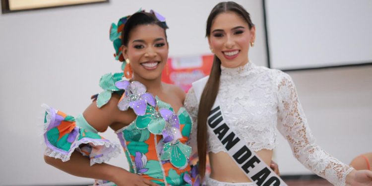 Embajadora del Carnaval del Atlántico impone bandas a candidatas al Reinado Intermunicipal del Millo y Reinado del Café