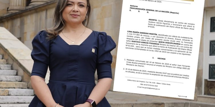 Lina Garrido presenta queja disciplinaria contra el ministro del Interior (e) por convocar sesiones extraordinarias en la Cámara