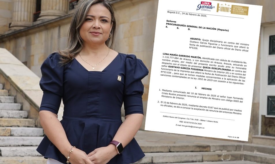 Lina Garrido presenta queja disciplinaria contra el ministro del Interior (e) por convocar sesiones extraordinarias en la Cámara
