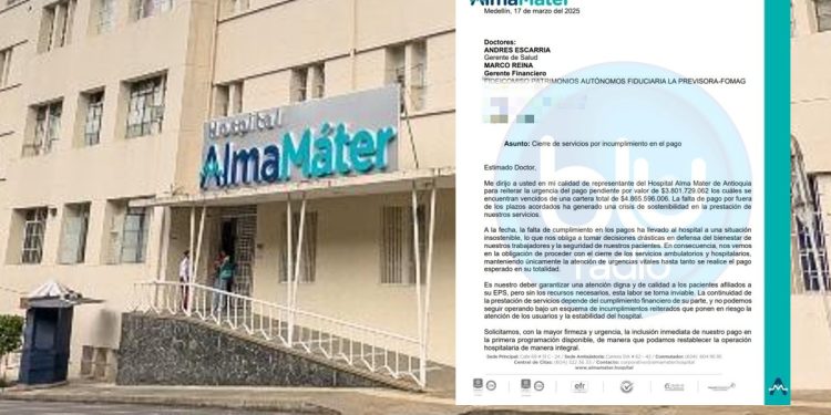 Hospital Alma Mater suspende servicios al magisterio por millonaria deuda pendiente
