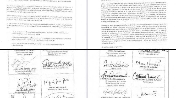 Radican moción de censura contra el ministro del Interior, Armando Benedetti