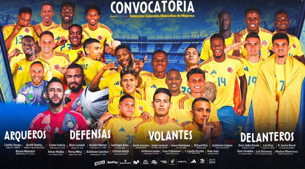 Colombia define convocados para enfrentar a Brasil y Paraguay en Eliminatorias