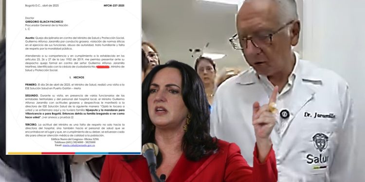 Senadora María Fernanda Cabal interpone queja disciplinaria contra el Ministro de Salud