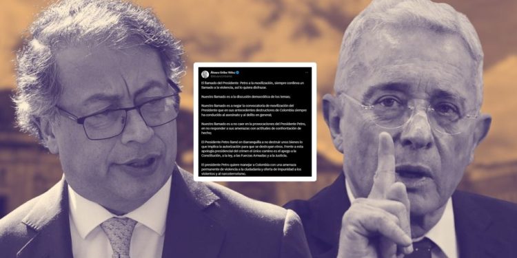 Uribe acusa a Petro de incitar a la violencia con su llamado a la movilización