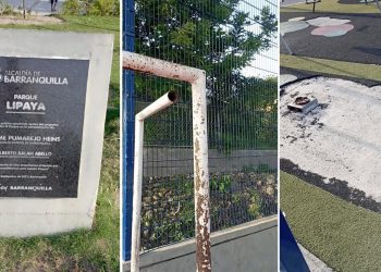 Indignación por el mal estado del parque en el barrio Lipaya: niños juegan entre escombros y peligro