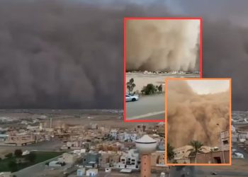 Impresionante tormenta de arena cubre en minutos la ciudad de Ar Rass en Arabia Saudita