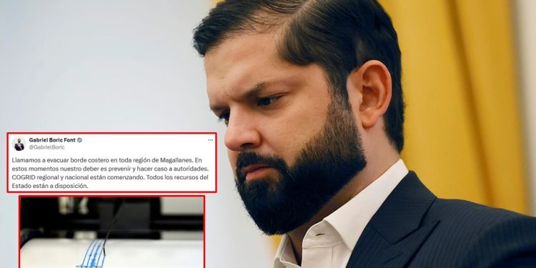 El presidente chileno, Gabriel Boric, pide evacuar toda la región de Magallanes por alerta de tsunami.