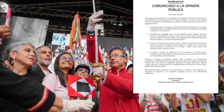 Partido de la U rechaza discurso del presidente Petro durante movilizaciones del 1 de mayo