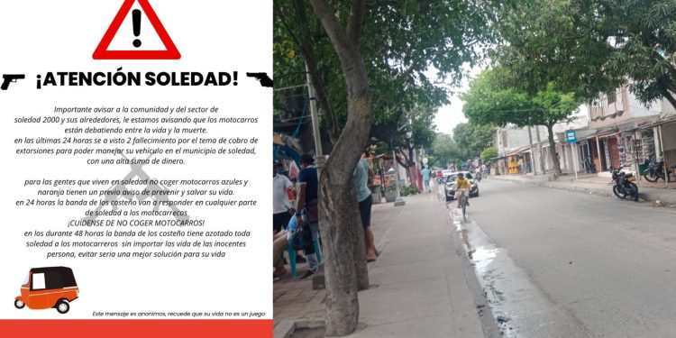 Soledad en vilo: panfletos extorsivos paralizan el transporte informal en pleno miedo colectivo