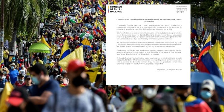 Consejo Gremial Nacional respalda movilizaciones ciudadanas del 15 y 17 de junio