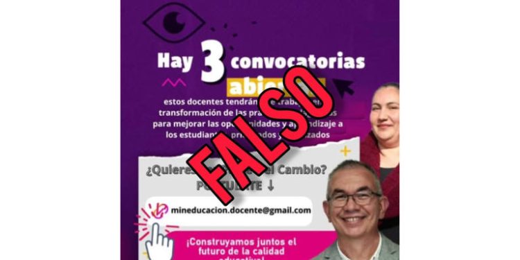 Ministerio de Educación alerta sobre convocatoria falsa para docentes