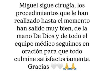 Miguel Uribe continúa en cirugía y su estado es estable, confirma su esposa