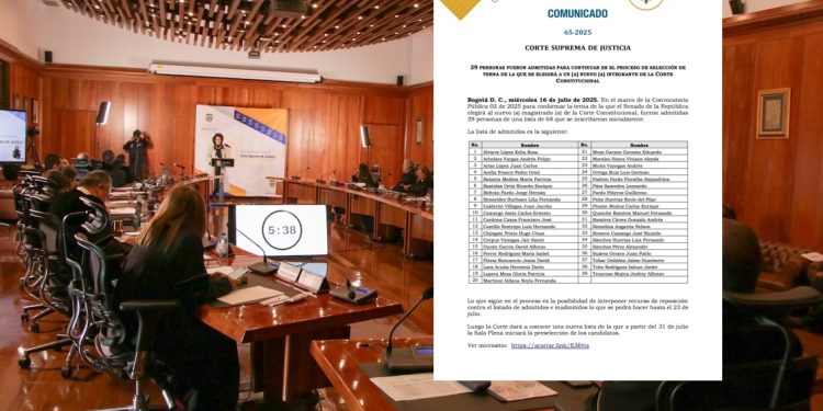 Corte Suprema admite a 39 aspirantes para llegar a la Corte Constitucional