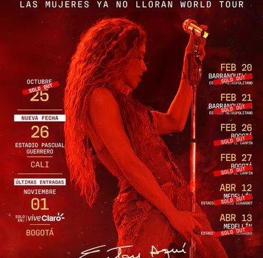 Shakira anuncia segunda fecha en el estadio Pascual Guerrero de Cali