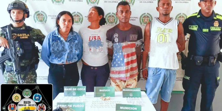 Cuatro capturados en Luruaco por tráfico de drogas y porte ilegal de armas