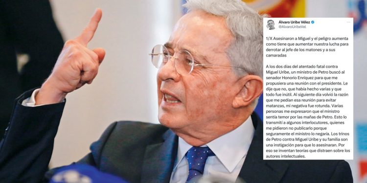 Álvaro Uribe rechaza reunión con Petro tras atentado a Miguel Uribe y lanza fuertes críticas al presidente