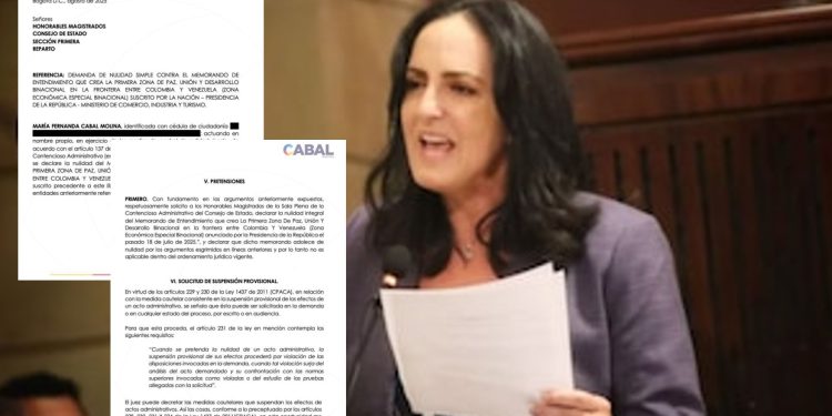 María Fernanda Cabal demanda Memorando de Entendimiento entre Colombia y Venezuela