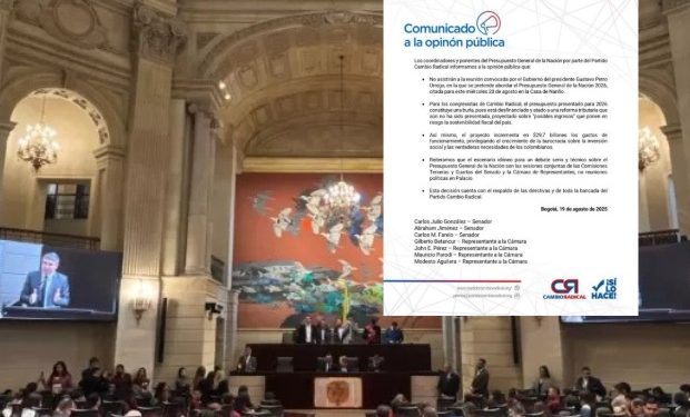 Coordinadores ponentes de Cambio Radical rechazan reunión sobre presupuesto 2026