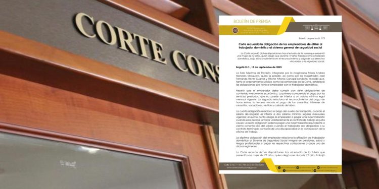 Corte Constitucional advierte a empleadores: deben garantizar seguridad social y derechos laborales a trabajadores domésticos