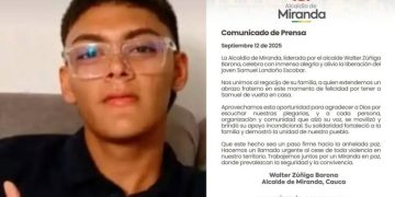 Liberan a Samuel Londoño Escobar tras 10 días de secuestro en el Cauca