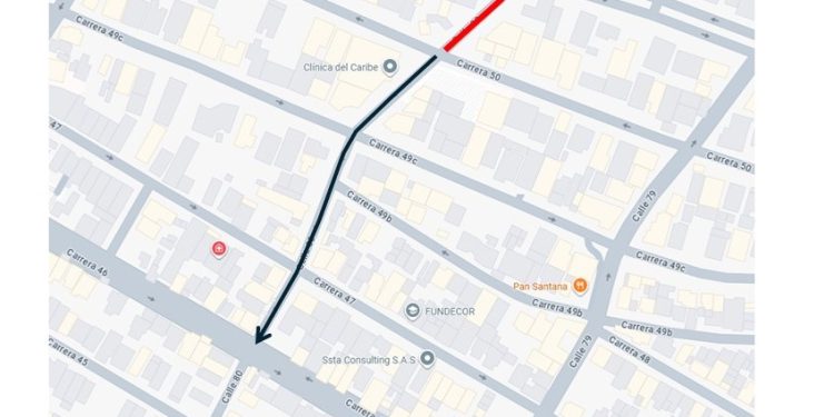 Cierre parcial en la calle 80 entre carreras 50 y 49C por inicio de obras
