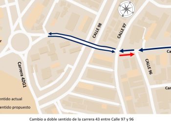 Se implementa cambio vial en la carrera 43 entre calles 97 y 96