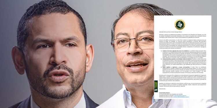 Daniel Palacios pide a Italia revisar y eventualmente revocar ciudadanía italiana de Gustavo Petro