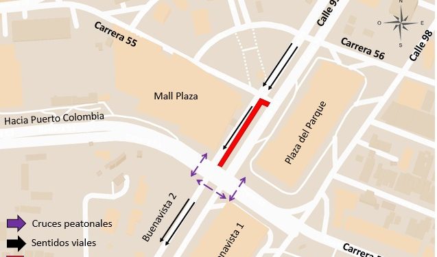 Por obras de pavimentación, cierres parciales en la calle 99 y en la carrera 53