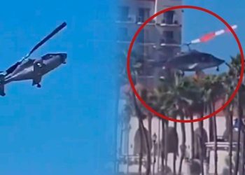 Helicóptero se desploma en playa de California y deja cinco heridos